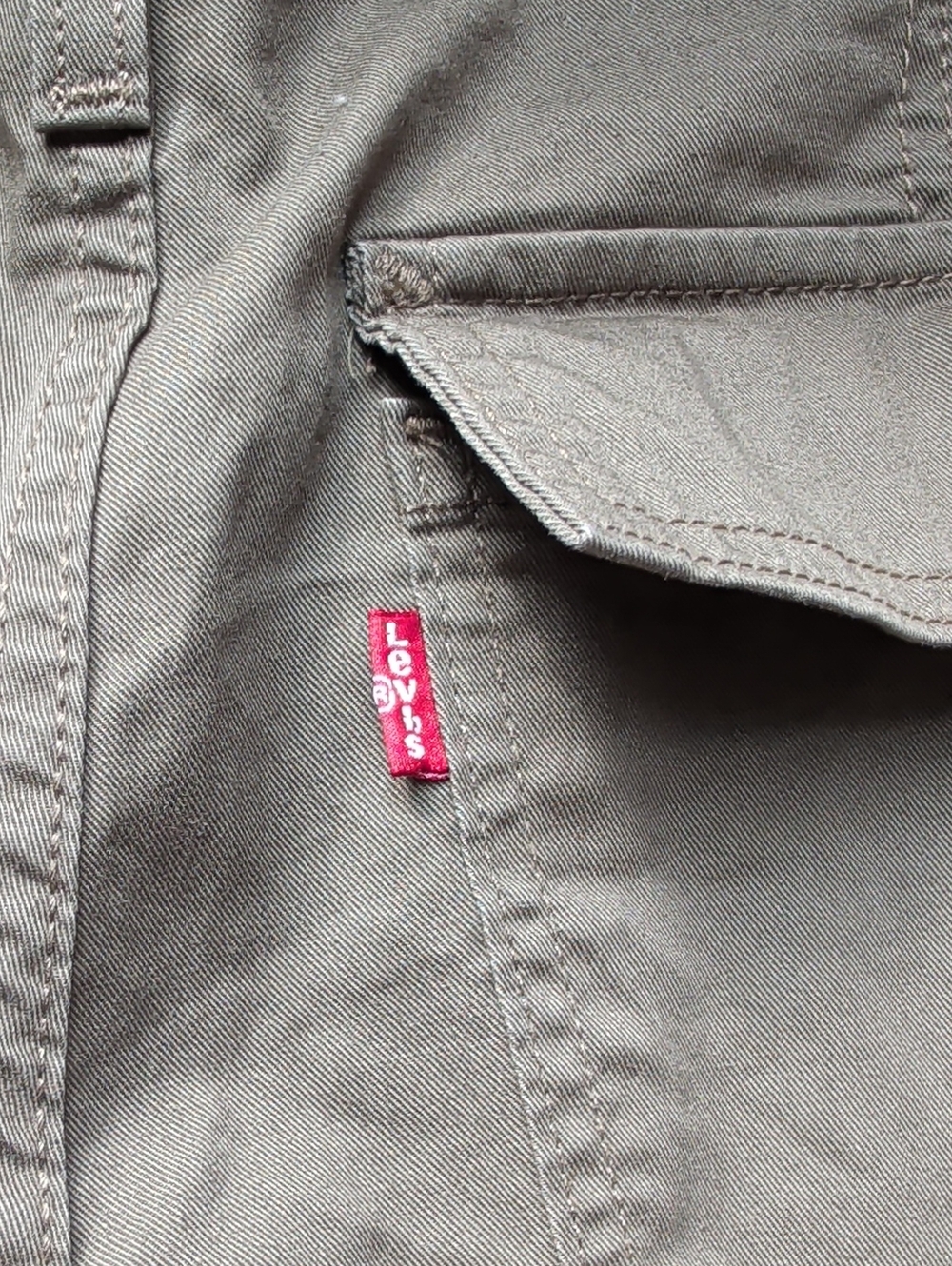 Levi's Women's Cargo Pants in Olive Green with Red Logo Tab